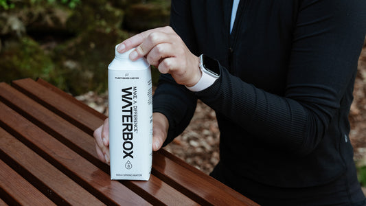 Waterbox Carton with a Person Opening the Plant-Based Cap